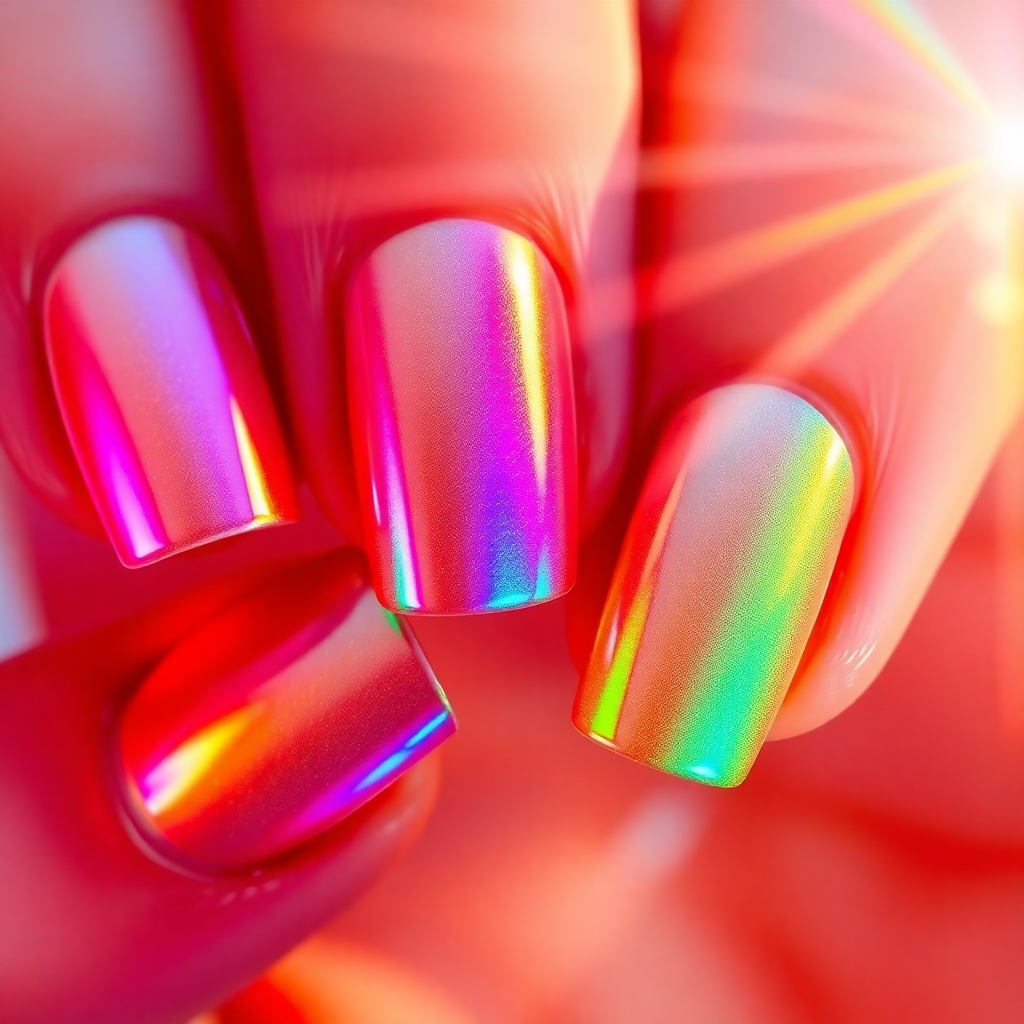 This image has an empty alt attribute; its file name is Adopt-a-Healthy-Diet-nails-displayed-with-iridescent-colors-and-bright-lens-flare-featuring-light-streaks-and-vibrant-iridescent-reflections.jpg